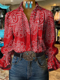 Damen Retro Hemd mit Westernmuster
