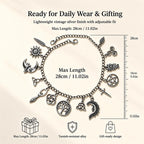 2-in-1 Vintage Moon & Tree of Life Charm Bracelet Anklet for Women