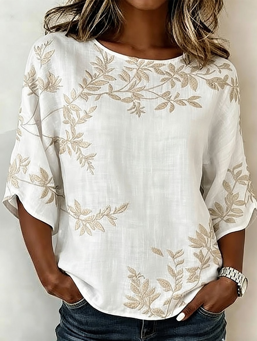 Women's Linen-Cotton Printed Tops