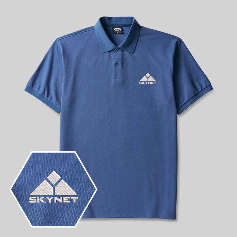 Geek Skynet Besticktes Polo-Shirt