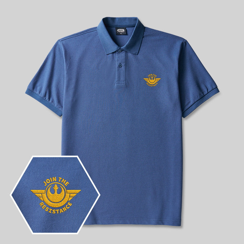 Join The Resistance Geek Embroidered Polo Shirt