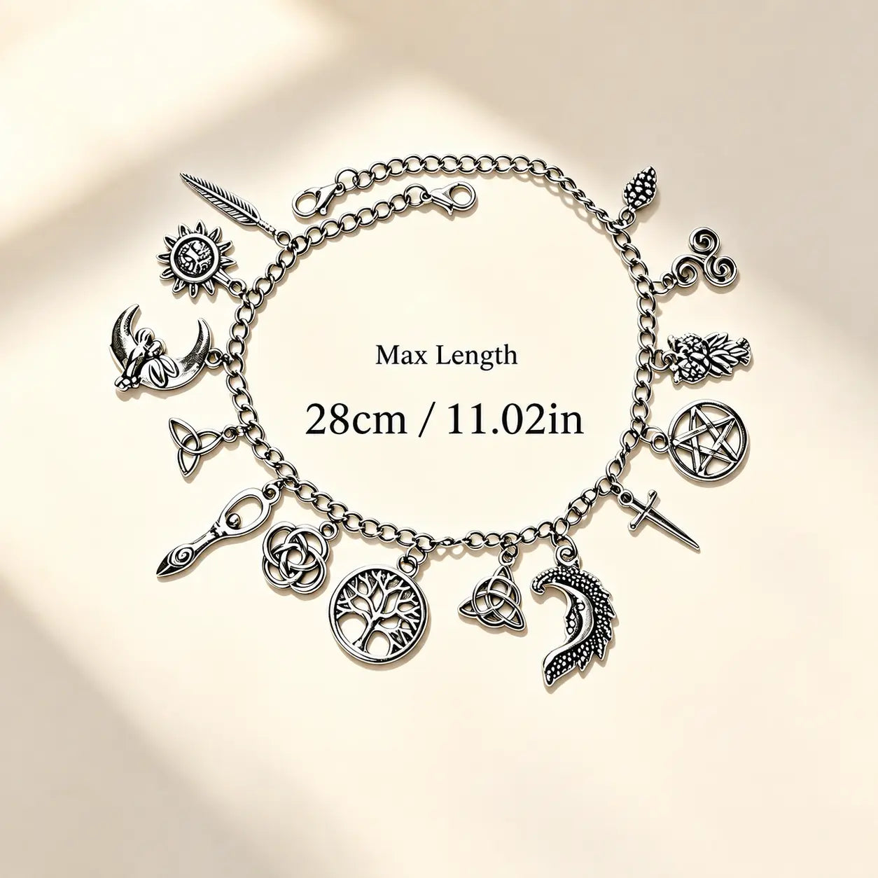 Bracelet de cheville 2-en-1 vintage en forme de lune et d'arbre de vie pour femme