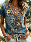 Damen Freizeit Retro Western-Stil Faith T-Shirt  