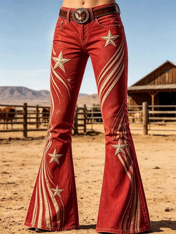 Damen Freizeithose mit Retro-Print