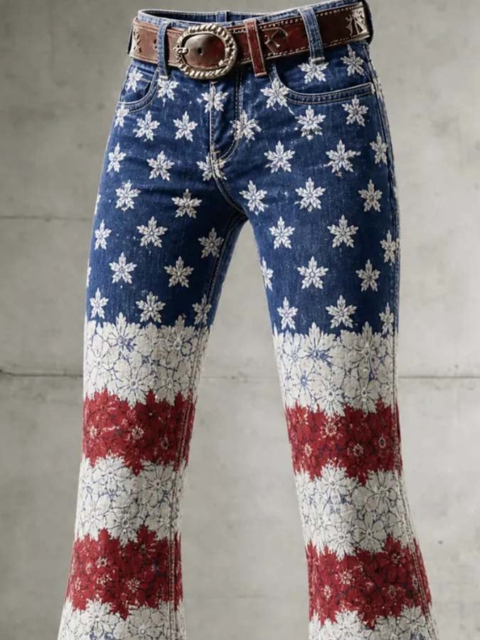 Damen Freizeithose mit Retro-Print