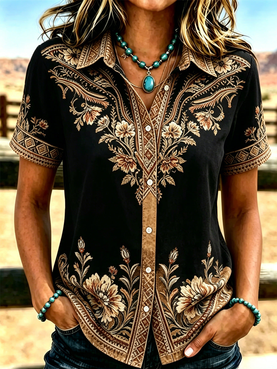 Western-Shirt für Damen mit Retro-Print