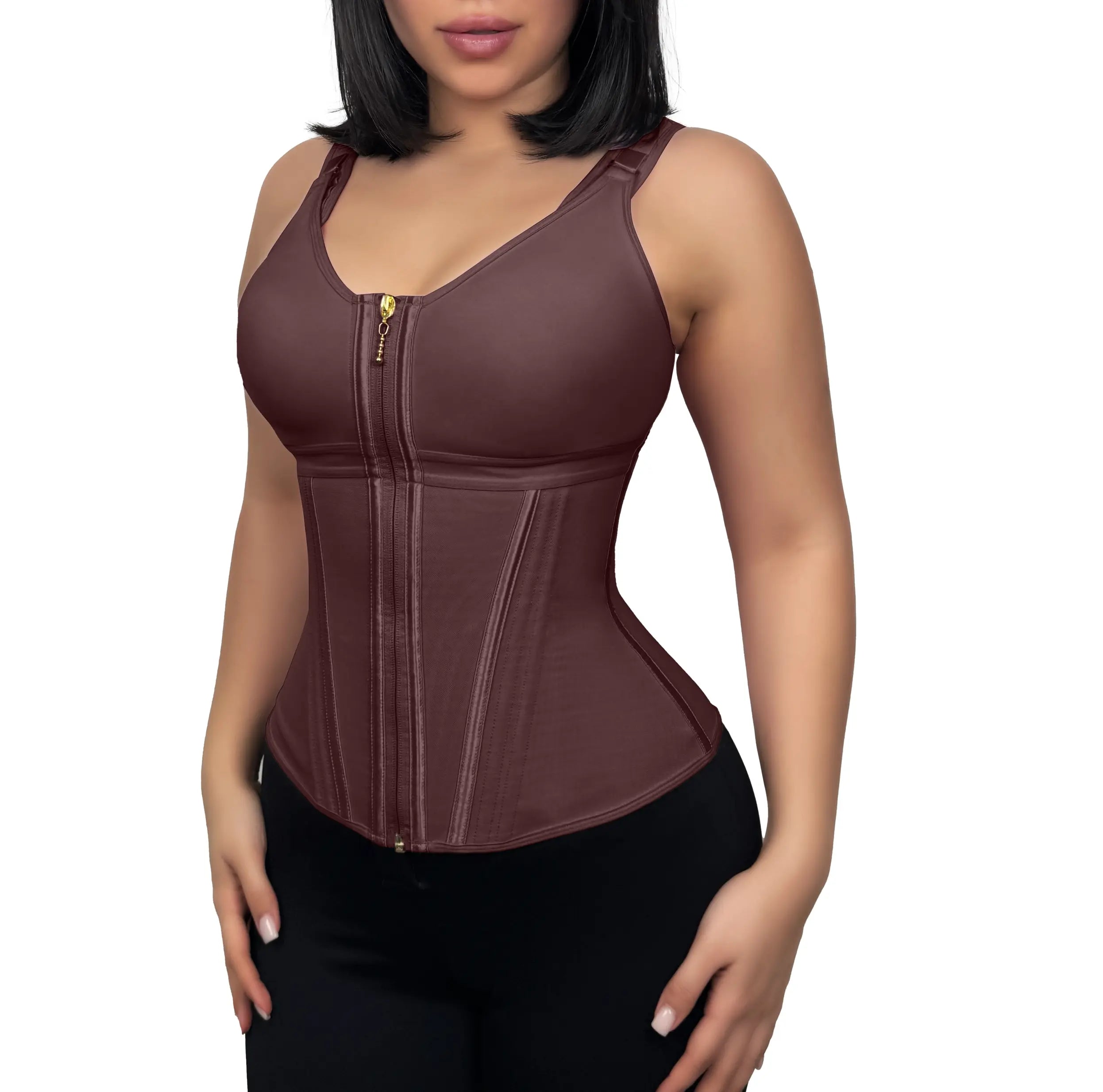 Corset serre-taille zippé avec soutien-gorge intégré