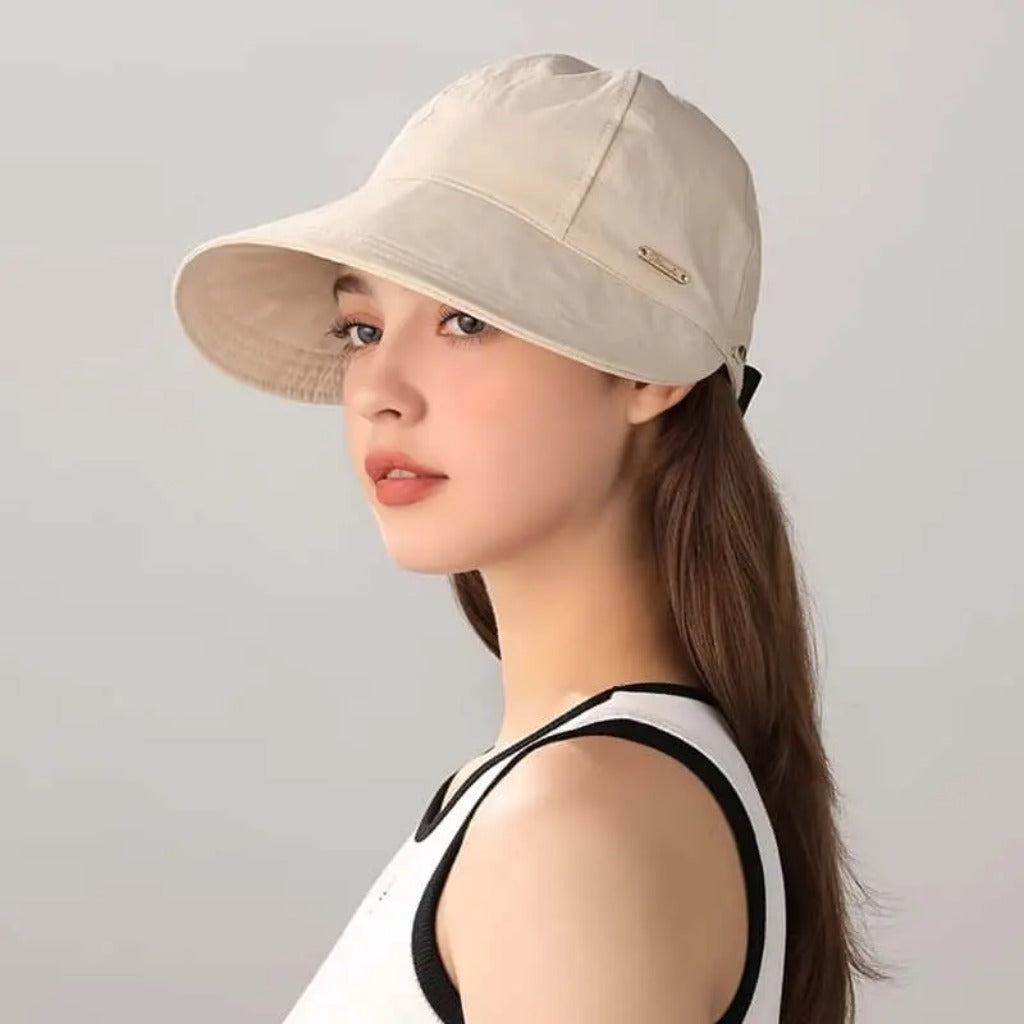 Women's UPF 50+ Wide Brim Sun Visor Hat for Ponytails