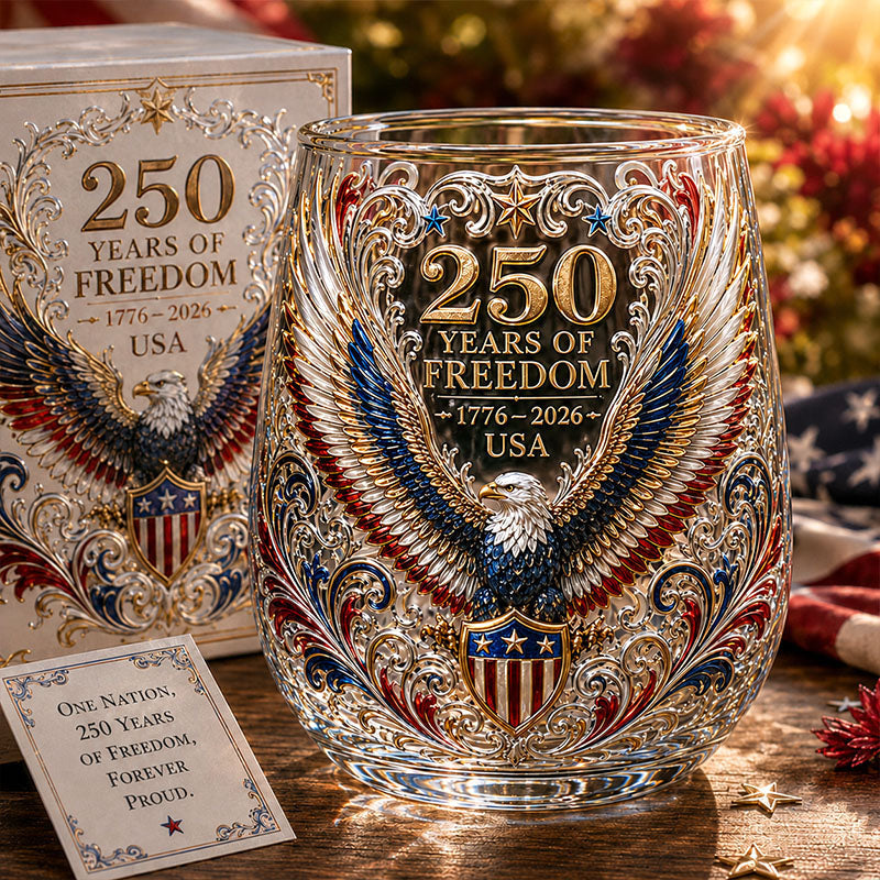 America 250 Eagle Patriotic Glass Cup Gift Set