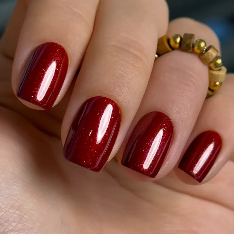 30-teilige Press-On-Nägel in Rouge-Glanz – Kurze, natürliche Alltagsmaniküre