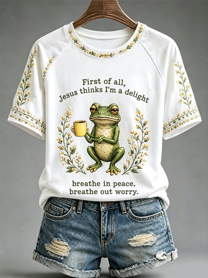 Women'S Casual Short-Sleeve T-Shirt With Faith & Mental Health Print
