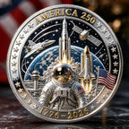 Pièce commémorative aérospatiale du 250e anniversaire de l'Amérique | Médaille de collection Cloche de la Liberté et Exploration spatiale 1776–2026