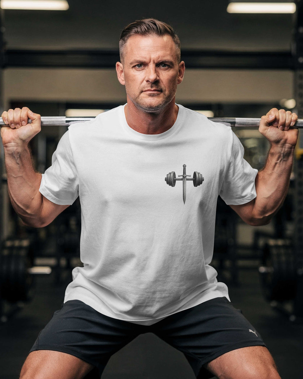 Barbell Cross Design T-Shirt