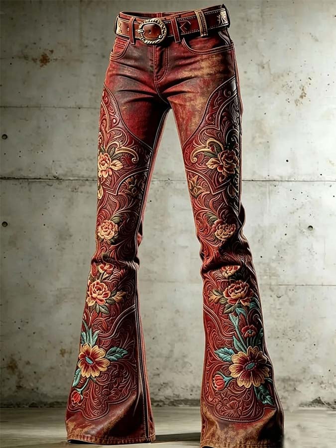 Freizeithose für Damen im Retro-Print