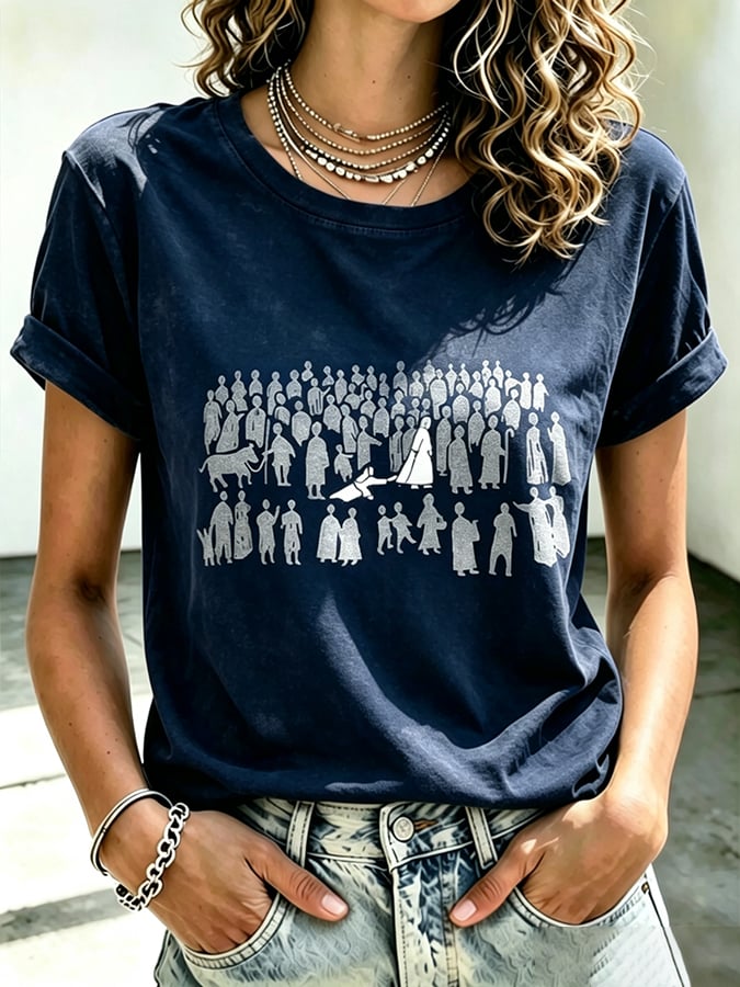 Women's  Faith Cross  Take Heart My Daughter Your Faith Has Made You Well Print Top