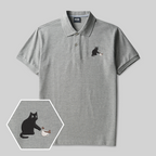 Verspieltes Katzen-Geek-besticktes Poloshirt