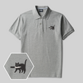 Samurai Katze Geek Besticktes Poloshirt