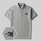 Samurai Katze Geek Besticktes Poloshirt