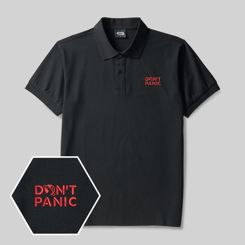 Don't Panic Geek Besticktes Poloshirt