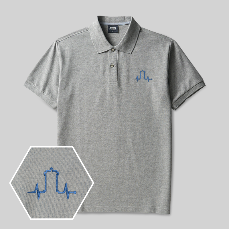 Who Heartbeat Geek besticktes Poloshirt