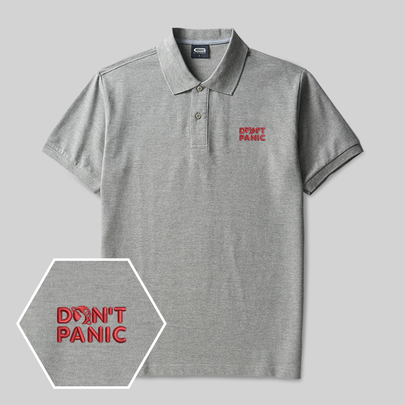 Don't Panic Geek Embroidered Polo Shirt