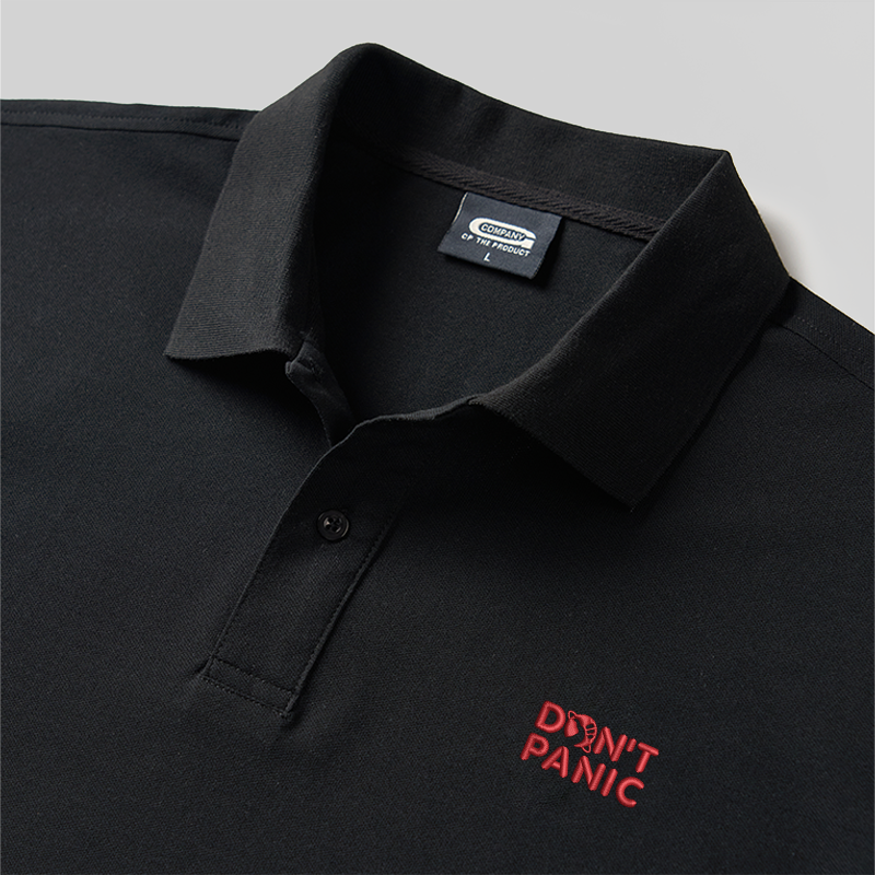 Don't Panic Geek Besticktes Poloshirt
