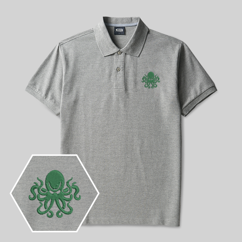 Besticktes Polohemd „Abyssal Tentacle Geek“