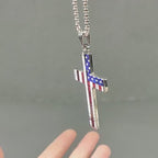 Men's Vintage American Flag Cross Pendant Necklace | Stainless Steel Patriotic Cross Chain Jewelry