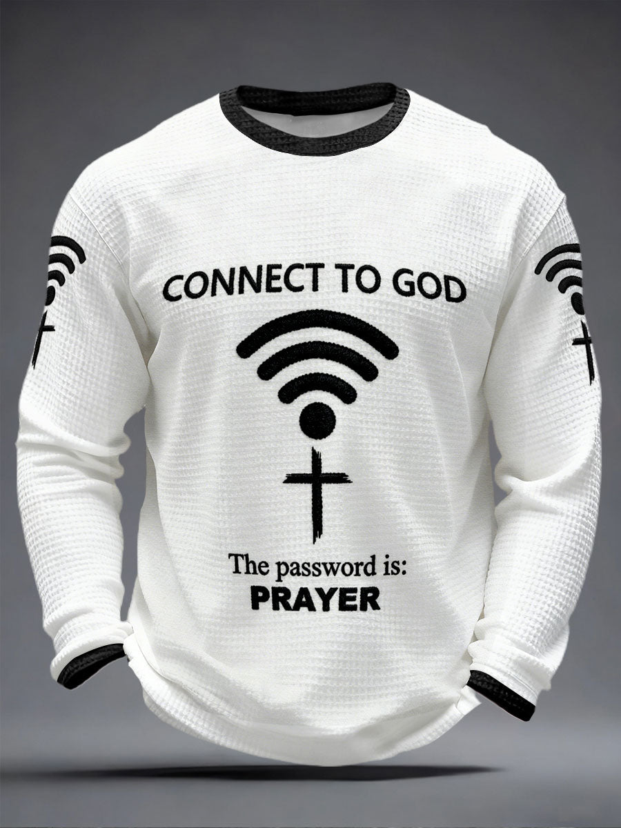Herren-T-Shirt mit Aufschrift „Connect To God,The Password IS Prayer“, Freizeitkleidung