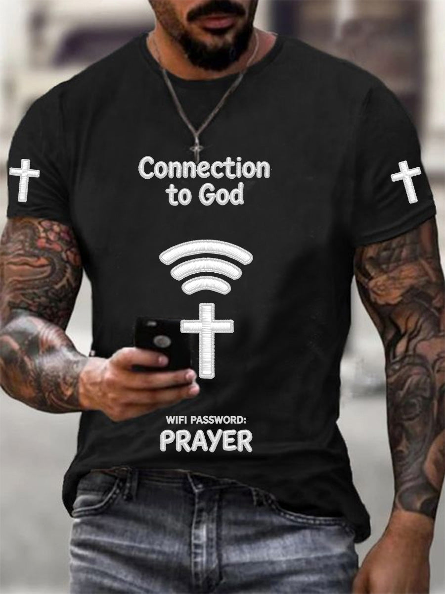 Men's Connection to God Wifi Password Prayer Print Tee