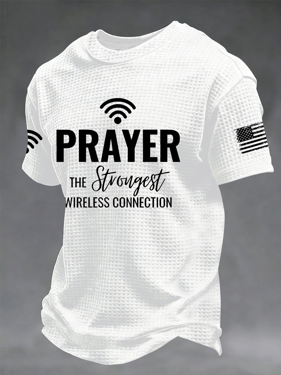 Herren Gebet Das stärkste kabellose Netzwerk Bedrucktes Freizeit-T-Shirt