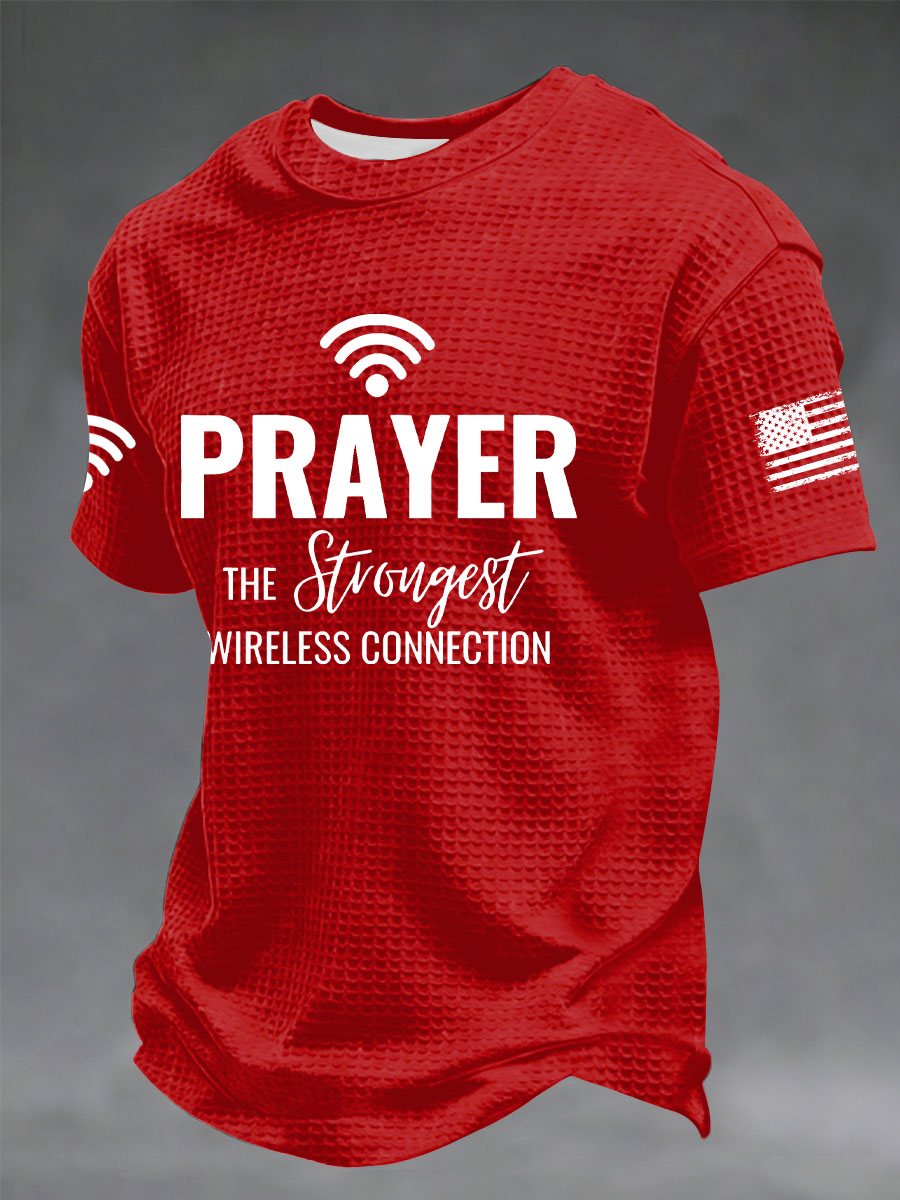 Men's Prayer The Strongest Wireless Connection Printed Casual T-Shirt
