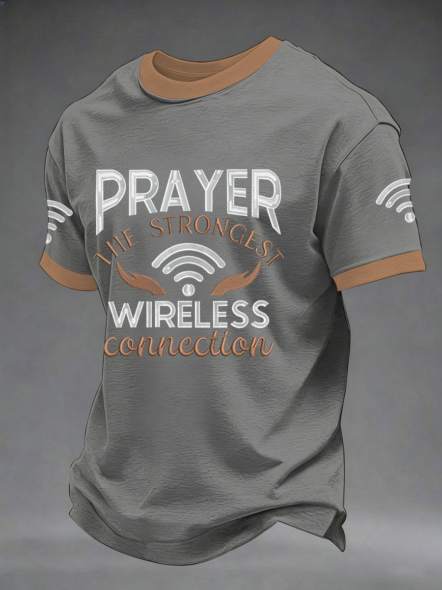 Men's Prayer The Strongest Wireless Connection Printed Casual T-Shirt