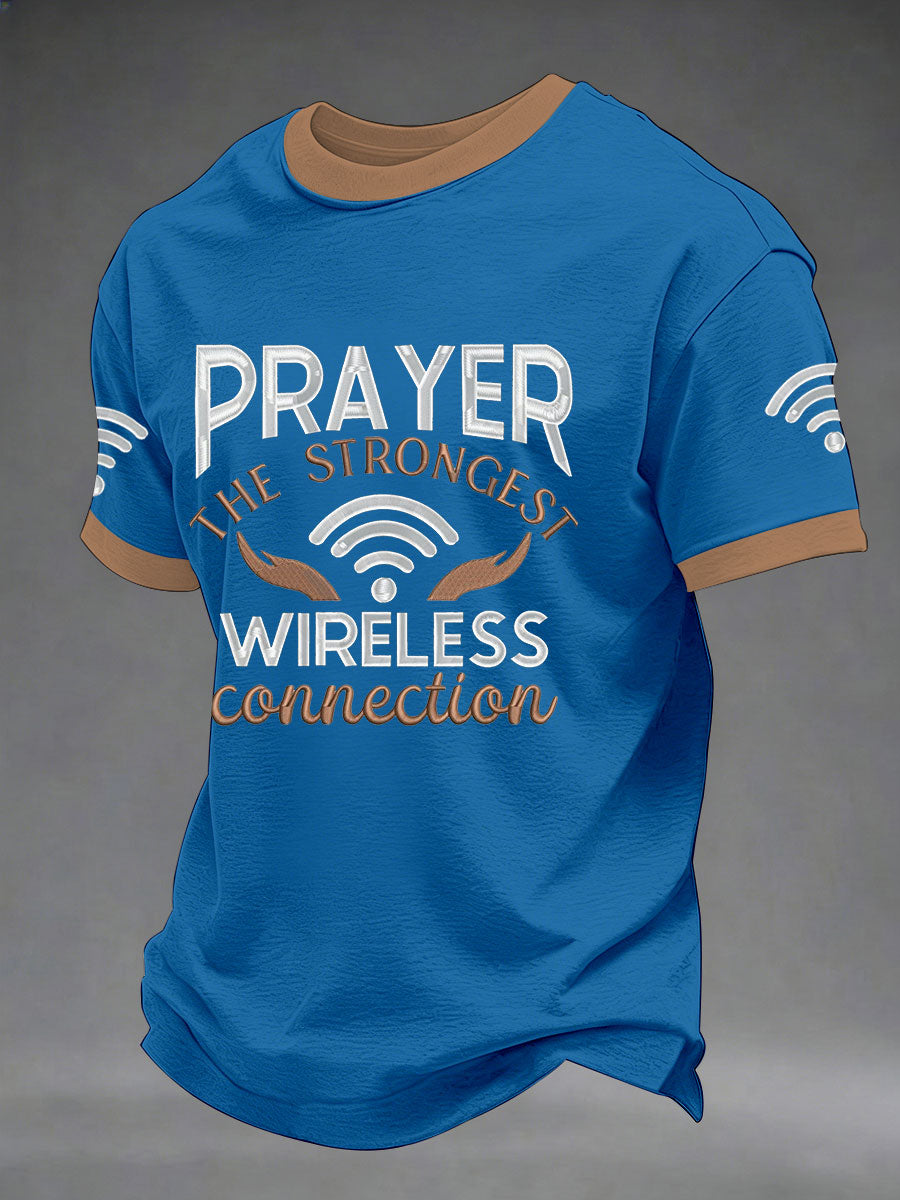 Men's Prayer The Strongest Wireless Connection Printed Casual T-Shirt