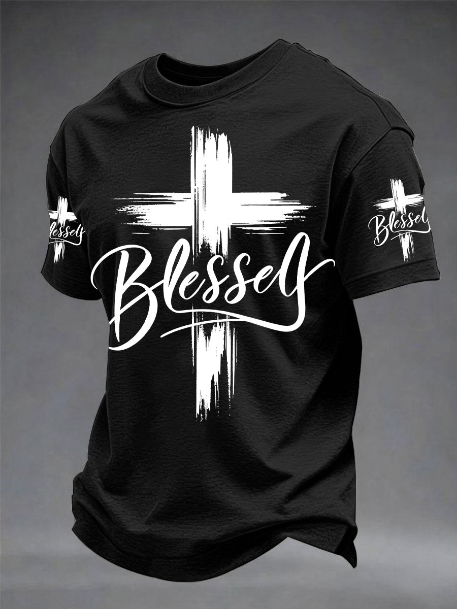 T-Shirt mit christlichem Kreuz-Aufdruck für Herren