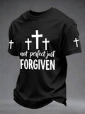 Herren-T-Shirt mit Aufdruck „Christian Cross Not Perfect Just Forgiven“