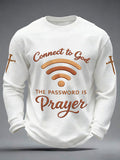 Herren "Connect To God,The Password IS Prayer" Bedrucktes lässiges Waffel-Langarm-T-Shirt