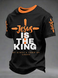 Herren T-Shirt mit „Jesus Is The King“-Print