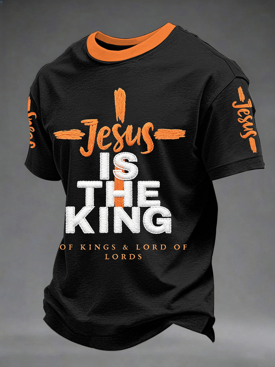 Herren T-Shirt mit „Jesus Is The King“-Print