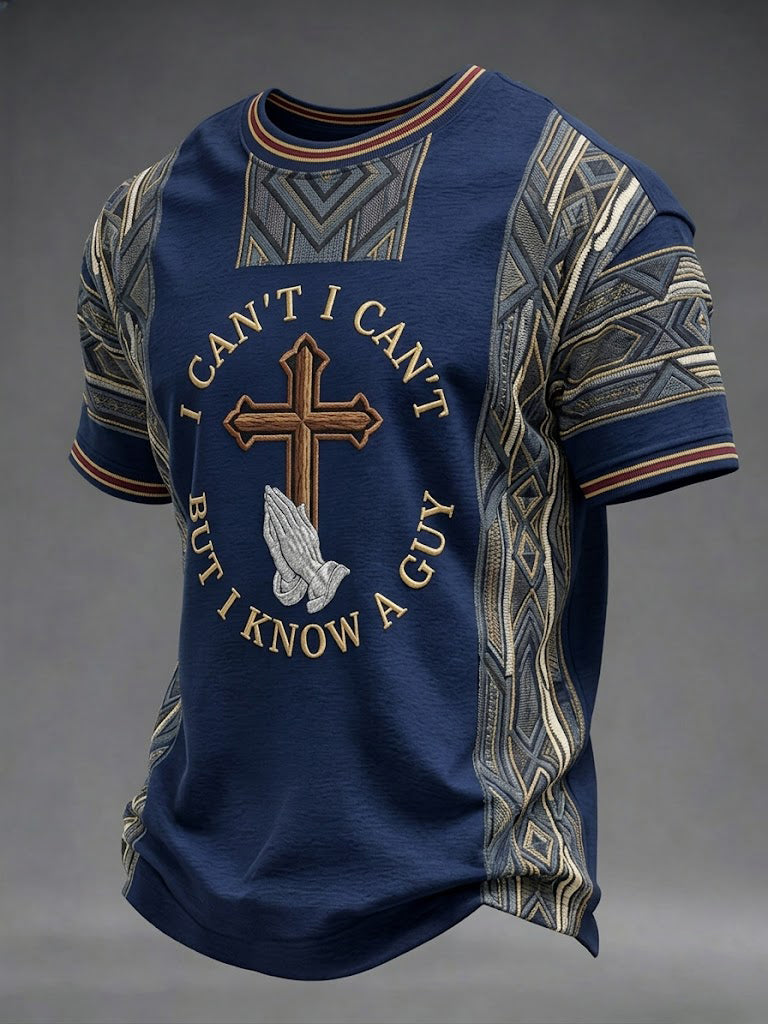Herren T-Shirt mit Aufdruck „Ich kann nicht, aber ich kenne einen Typen“