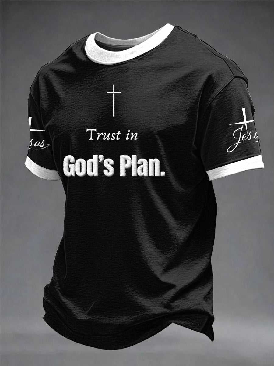 Herren-T-Shirt mit „Trust In God's Plan“-Aufdruck