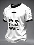 Herren-T-Shirt mit „Pray Trust Wait“-Aufdruck