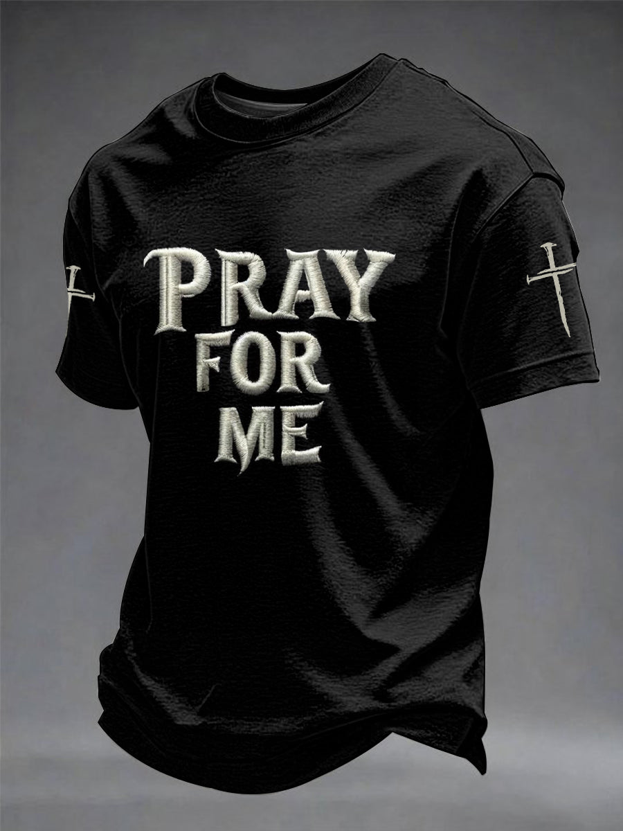 Herren T-Shirt mit „PRAY FOR ME“-Aufdruck