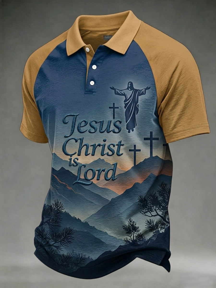 Herren-Polohemd mit „Jesus Christus ist Herr“-Aufdruck