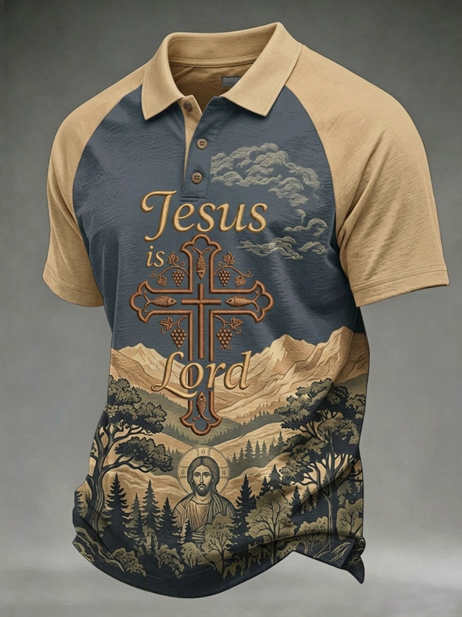 Herren-Polohemd mit „Jesus Is Lord“-Aufdruck