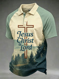 Herren Poloshirt mit "Jesus Christ Is Lord"-Aufdruck