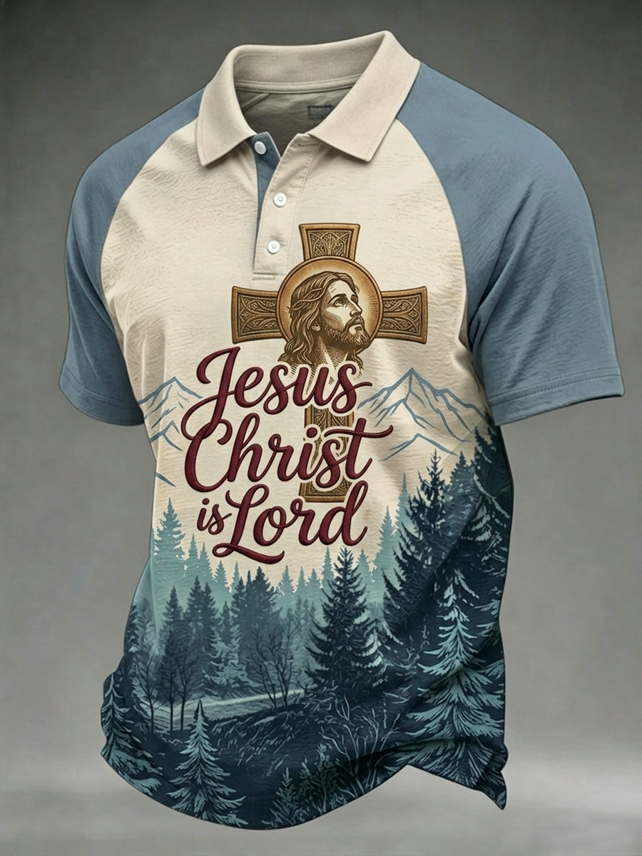 Herren-Poloshirt mit „Jesus Christ Is Lord“-Aufdruck
