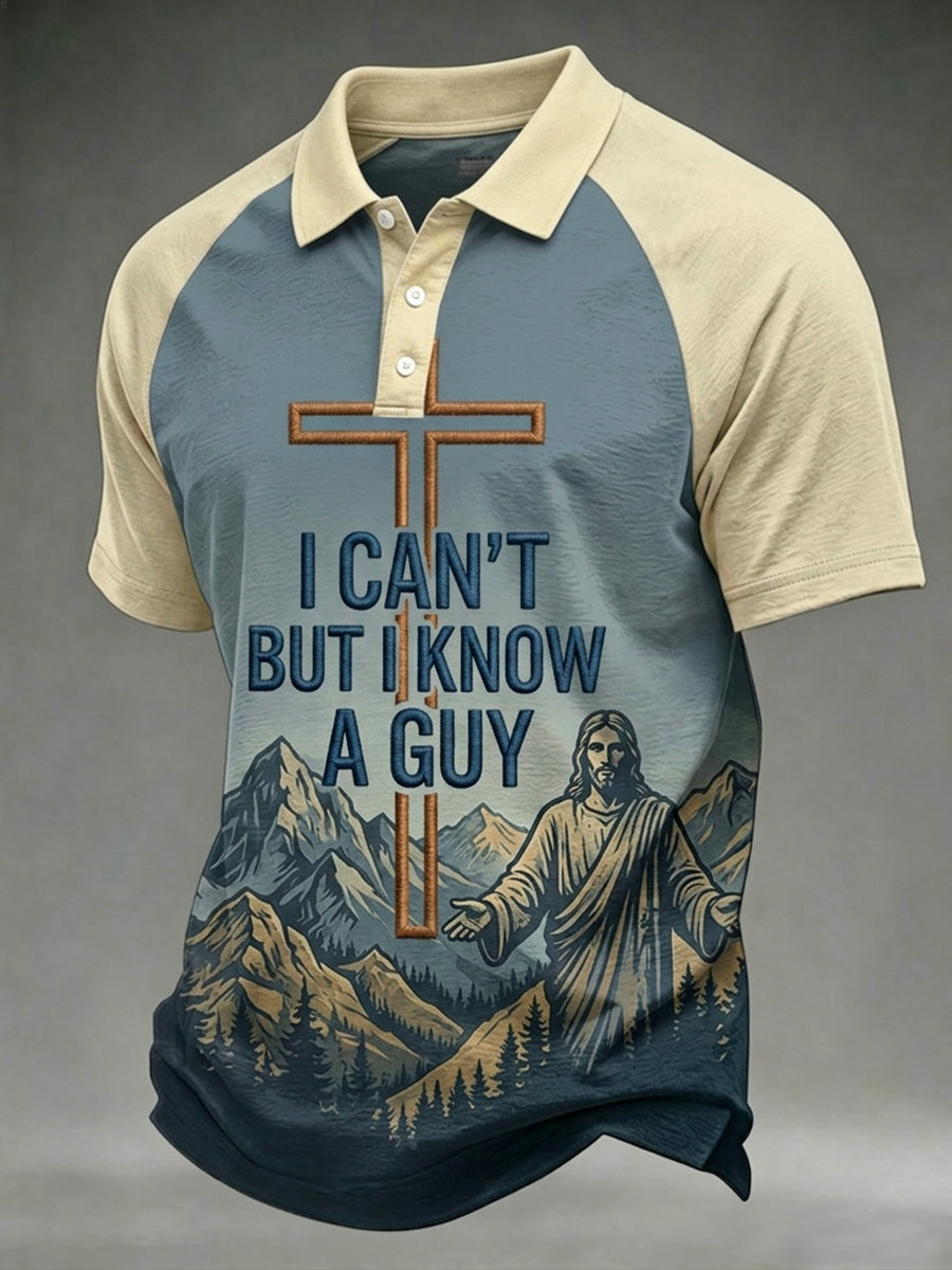 Herren-Poloshirt mit „I Can't But I Know A Guy“-Aufdruck