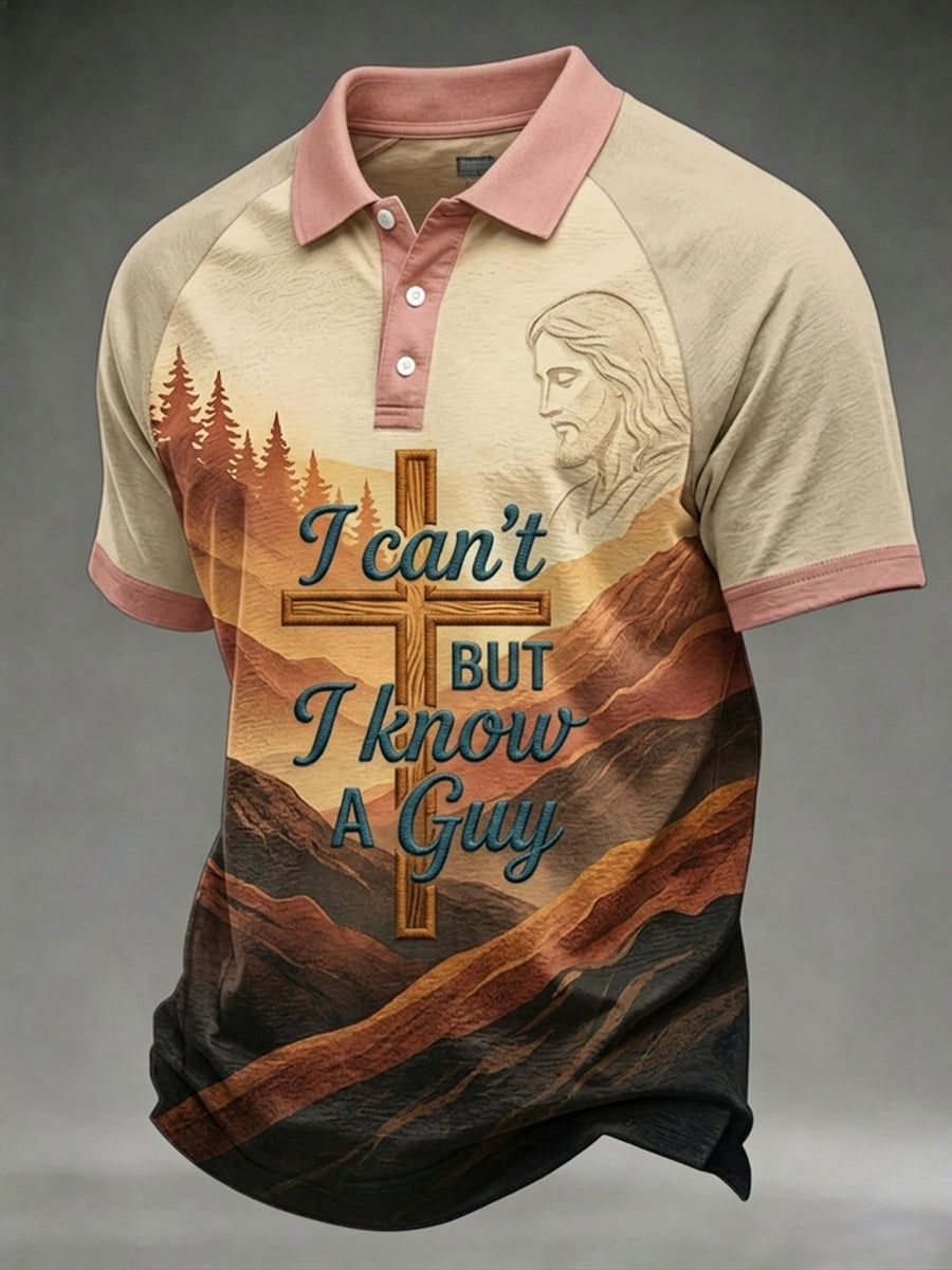 Herren-Polohemd mit „I Can't But I Know A Guy“-Aufdruck