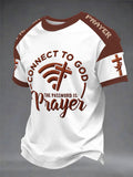 Herren-T-Shirt mit kurzem Ärmel und Aufdruck "Connect To God,The Password IS Prayer"